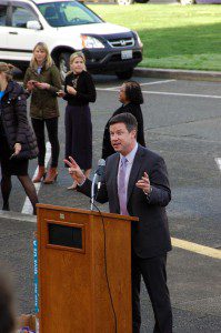 Senator Mark Mullet (D-5) congratulates students for getting directly involved in democracy