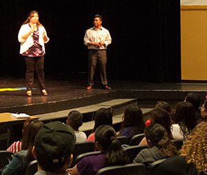 League of Education Voters' Community Organizer Micaela Razo answers questions after her crash course in Advocacy 101.