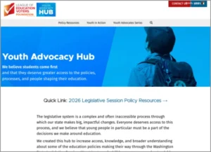 Youth Advocacy Hub home screen